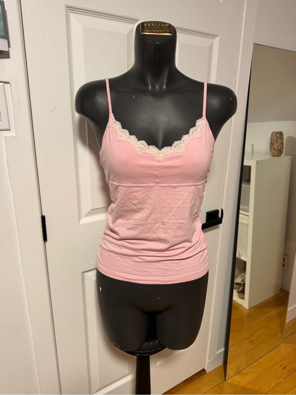 Women's Pink Lace-Trim Cami Tank Top